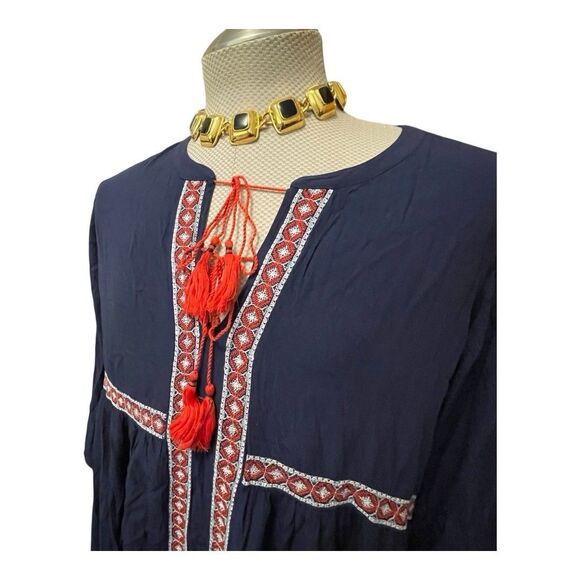 Old Navy Matching Embroidered Mini Swing Dress Women’s Large Aztec Boho Peasant - Picture 12 of 13